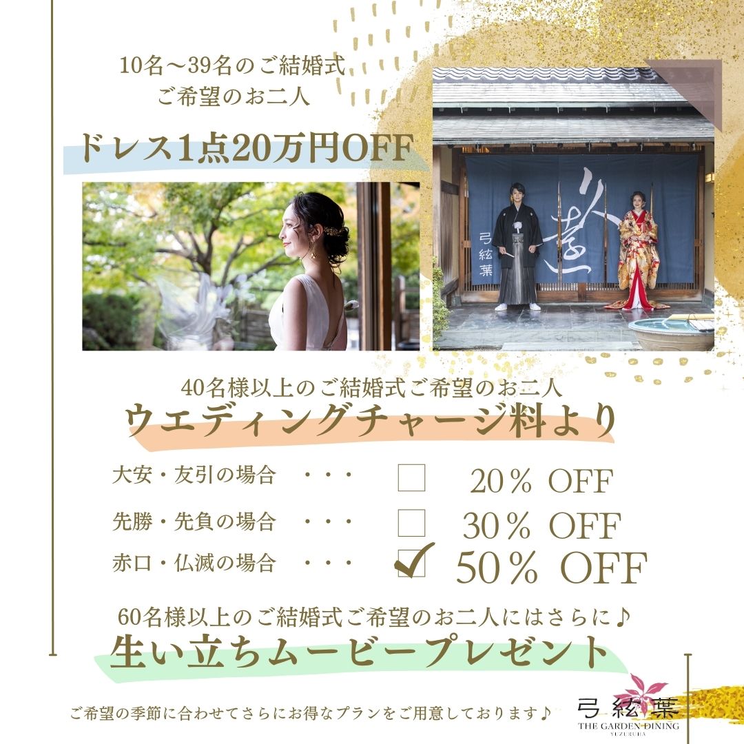 香川県の高松市の結婚式場の弓絃葉のキャンペーンの特典の画像